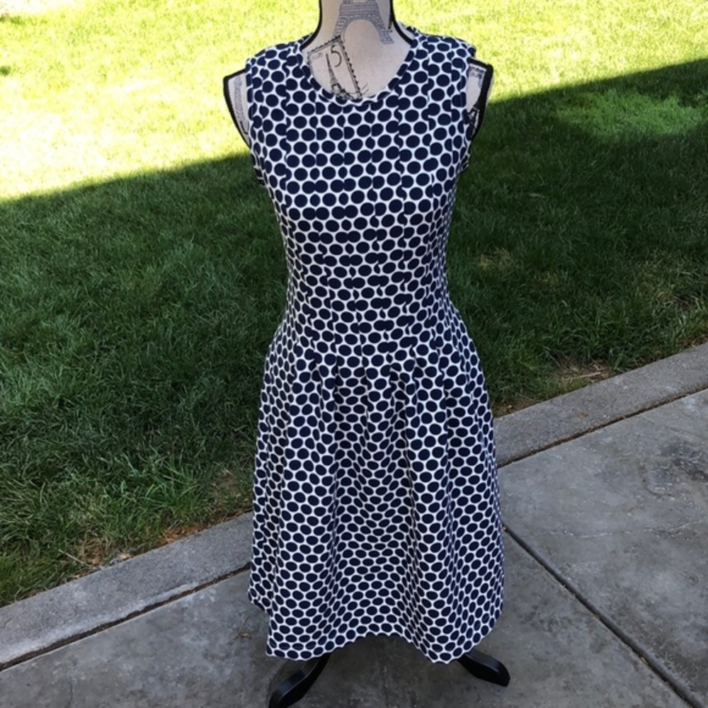 NWT It Seams So Navy Dot Dress Size S